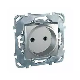 SE Unica Top Алюминий Розетка 1-ая б/з с защитными шторками винт. зажим