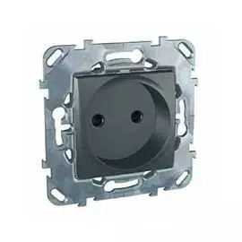 SE Unica Top Графит Розетка б/з со шторками, винтовой зажим