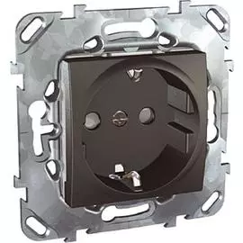 SE Unica Top Графит Розетка с/з с защитными шторками , винтовой зажим