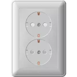 SE Wessen 59 Бел Розетка 2-ая с/з с защитными шторками (в сборе, с рамкой)