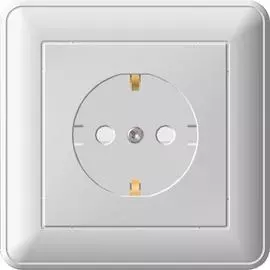 SE Wessen 59 Бел Розетка с/з с защитными шторками (в сборе, с рамкой)