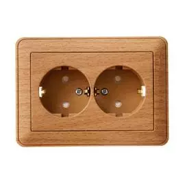 SE Wessen 59 Бук Розетка 2-ая с/з с защитными шторками (в сборе, с рамкой)