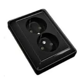 SE Wessen 59 Черный бархат Розетка 2-ая б/з (в сборе, с рамкой)