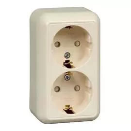 SE Wessen Прима наруж Беж Розетка 2-ая с/з с защитными шторками 16А, с изолир. пластиной (индивид.упак.)