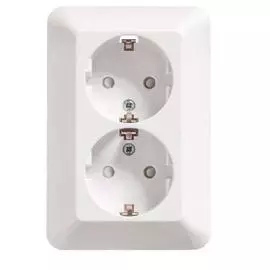 SE Wessen Прима внутр Бел Розетка 2-ая с/з с защитными шторками 16А (в сборе)(опт.упак.)