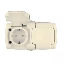 SE Wessen Рондо наруж Беж Розетка 2-ая с/з с защитными шторками 16А, IP44