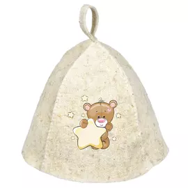 шапка для бани и сауны детская мишка войлок hot pot