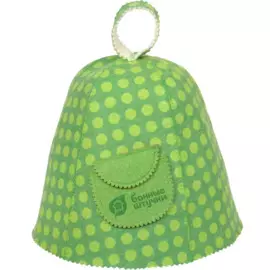 шапка для бани горошек с карманом войлок