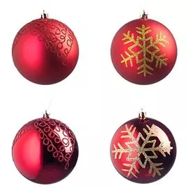 Шар елочный МОРОЗНЫЙ УЗОР 10см пластик, красный 65457