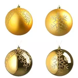 Шар елочный МОРОЗНЫЙ УЗОР 10см пластик, золото 65458