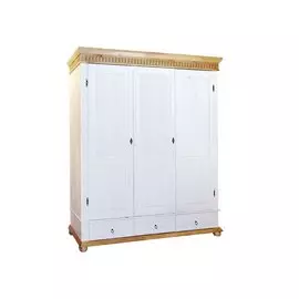 Шкаф Хельсинки 3-GT белый воск/антик