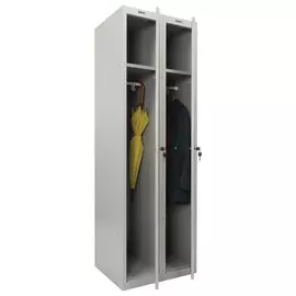 Шкаф металлический для одежды brabix lk 21-60, усиленный,2 секции,1830х600х500 мм,32 кг,291126