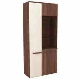 Шкаф с витриной Берта 800 Орех Лугано ЛД 643.120 ГК (0,8х1,95х0,44)