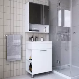 шкаф зеркало итана лайт 600х244х720 белый глянец