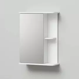 шкаф зеркало итана уют 50 510х200х700 левый с полкой белый глянец