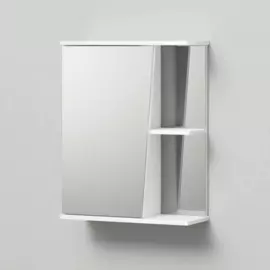 шкаф зеркало итана уют 55 550х210х700 скошенный с полкой левый белый глянец