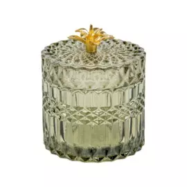 шкатулка стеклянная 90*90*100 вещицы оливковый fancy32