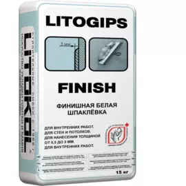 шпаклевка финишная белая litokol litogips finish, 15 кг