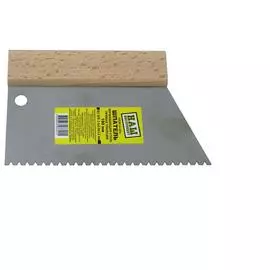 шпатель для клея нержавеющая сталь прямая трапеция наш инструмент 180 мм в3 зуб 3,4х3,6х3,2, 020614-