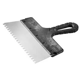 Шпатель зубчатый 250мм зуб 6*6мм ТОРН нерж., с пласт. ручкой 10925-6