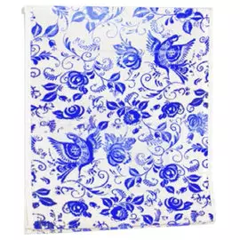 Штора римская Гжель 1,4*1,5м, лен белый