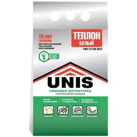 штукатурка гипсовая белая unis теплон, 5 кг