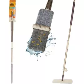 швабра для пола wring с механизмом отжатия и насадкой из микрофибры рыжий кот 004654