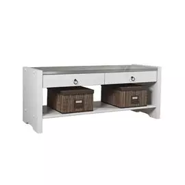 Скамья Бостон Стокгольм-115 с 2-мя ящиками белый воск/серый