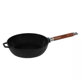 Сковорода D=24см чугунная, глубокая, со съемной ручкой ТМ БИОЛ 324