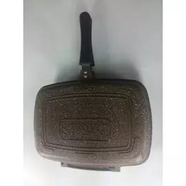 Сковорода-гриль двусторонняя 34х24см DARIIS литой гранит браун-браун HUR-A-15200