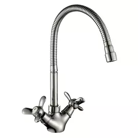 смеситель для кухни вентильный rossinka с гибким изливом q02-75 хром