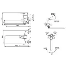 смеситель для ванны однорычажный bravat loop f6124182cp-02l-rus