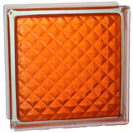 Стеклоблок окрашенный внутри "Инка" оранжевый 19*19*8 см. Glass Block Orange 1919/8 Inca