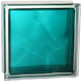Стеклоблок окрашенный внутри "Волна" морская волна полуматовый 19*19*8 см. Glass Block Sea wave 1919