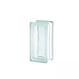 Стеклоблок Половинка "ВОЛНА" бесцветный 19*9*8 см. Glass Block Clear 1909/8 Wave