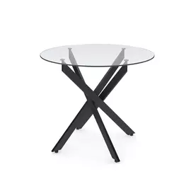 стол dikline r90 стекло/ножки черный металл