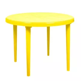 Стол пластик круглый желтый