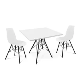 Стол со стульями Sheffilton SHT-DS40 белый/черный муар
