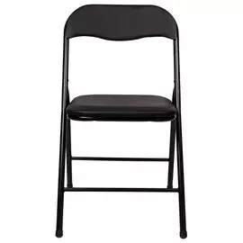 Стул складной для дома и офиса Brabix golf cf-007, черный каркас, кож.зам черный, 531565