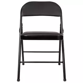 Стул складной для дома и офиса Brabix golf plus cf-003 комфорт, черный каркас, кож.зам черный,531566