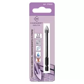 сверло по керамической плитке и стеклу 12мм hagwert 576012
