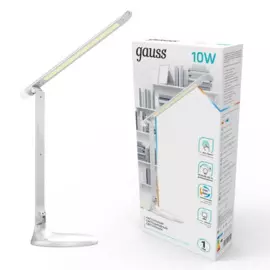 светильник настольный gauss gtl204 10w 550lm 2700-6500k 170-265v ip20 белый gt2041