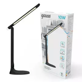 светильник настольный gauss gtl204 10w 550lm 2700-6500k 170-265v ip20 черный gt2042
