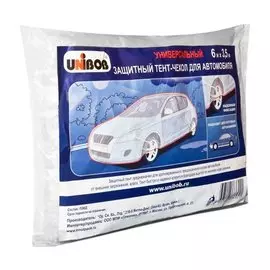 Тент-чехол защитный для автомобиля, полиэтилен, 6х3,5м UNIBOB