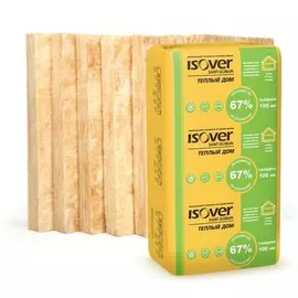 теплоизоляция isover теплый дом, 1170 х 610 х 100 мм (5 м2; 0,5 м3; 7 шт)