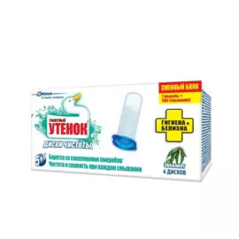 туалетный утенок гелевый очиститель унитаза в сменном блоке диски чистоты "эвкалипт", 38 г