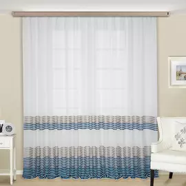 Тюль 44306 3.0х2.7м льняная ткань, синий