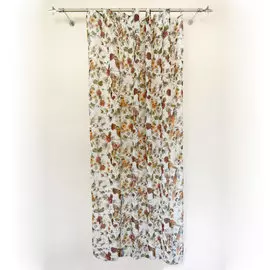 Тюль Печать Птички 00170/01 2,0*2,7м, на тесьме оранжевый на молочном