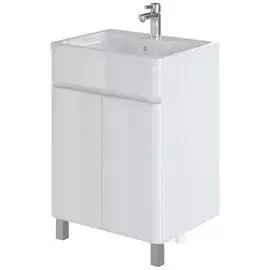 тумба с раковиной напольная итана roberto 60 600х455х850 (белый глянец)