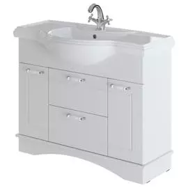 тумба с раковиной напольная итана soul 105 1070х485х867 (белый глянец)